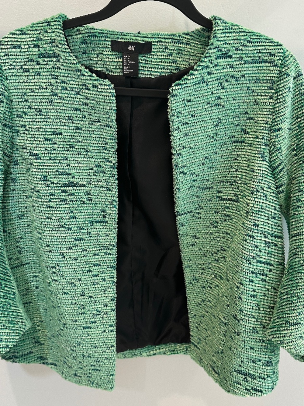 H&M Green Lined Cropped Blazer Jacket Womens Size 6